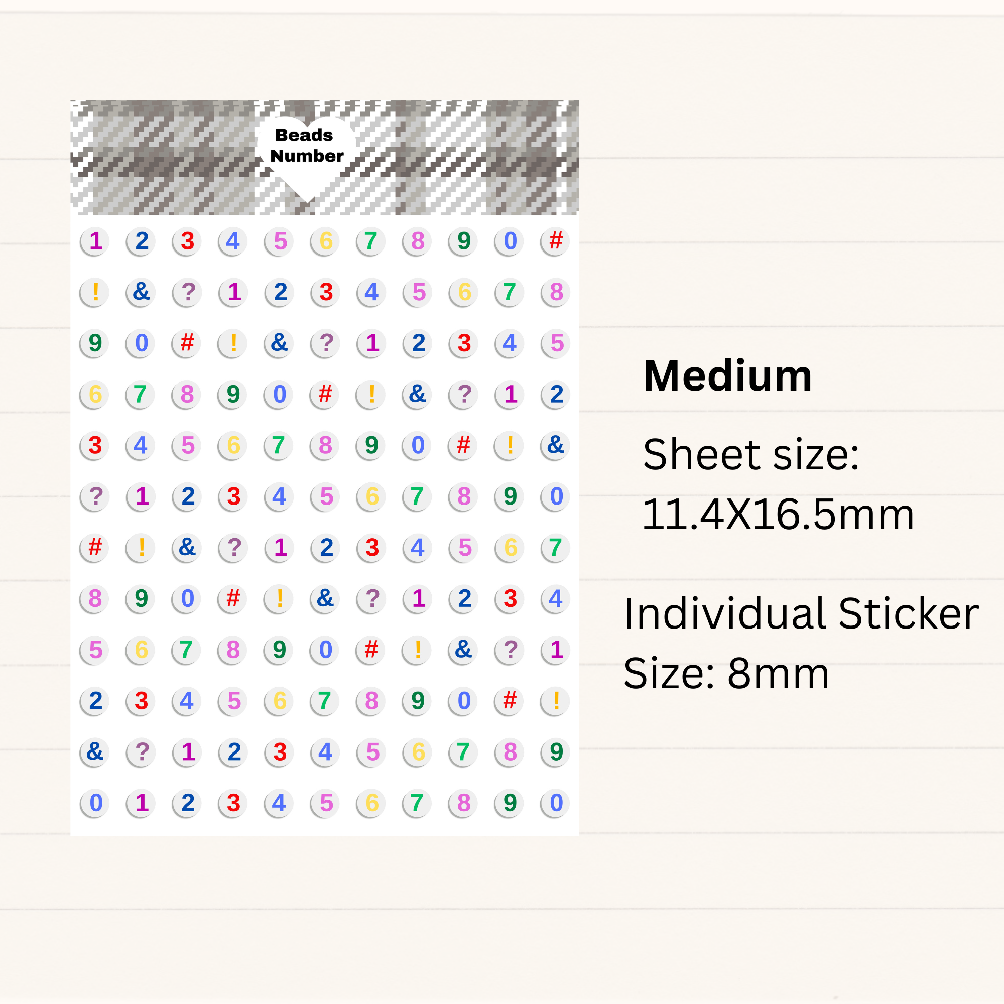 Handmade Color Little beads Numbers Sticker
