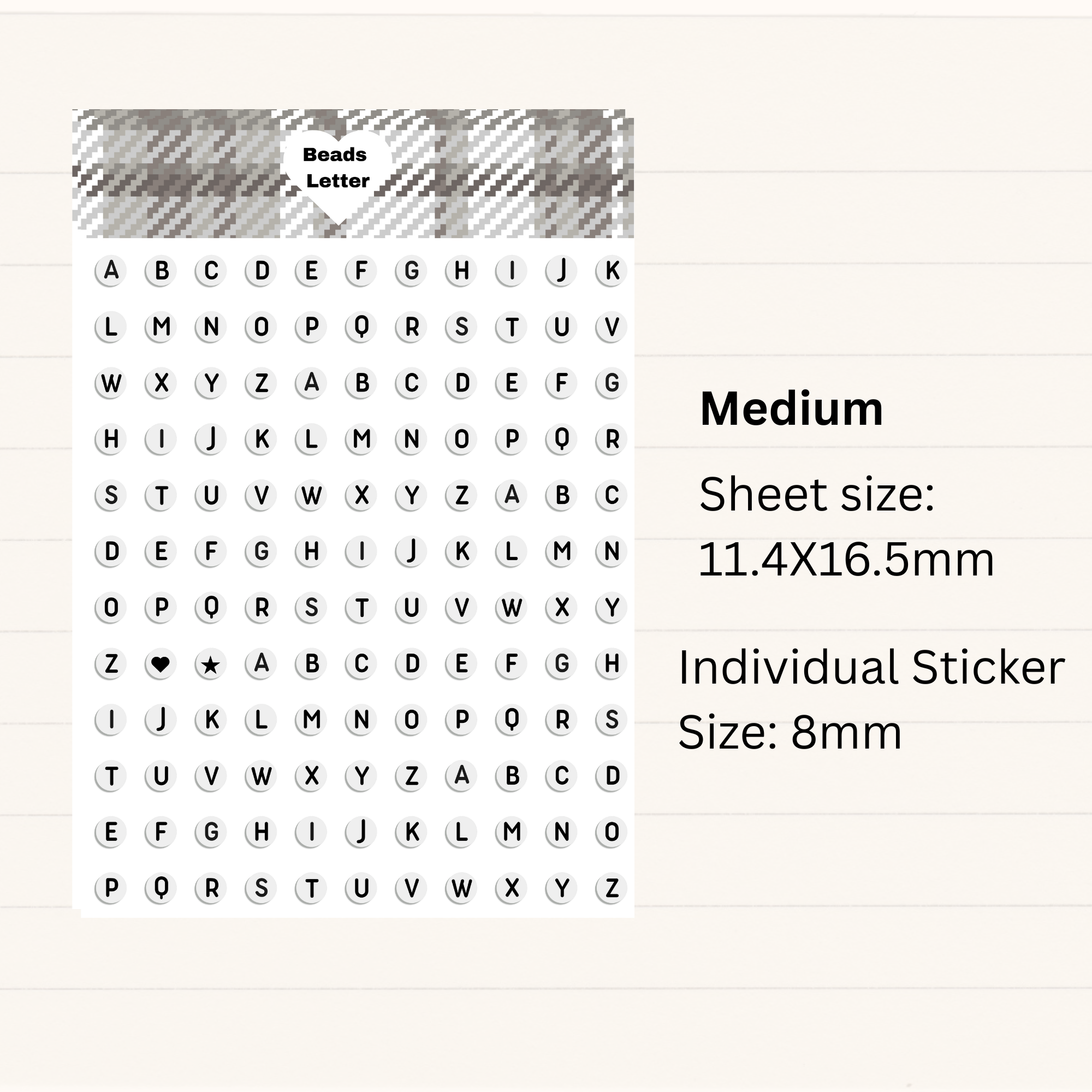 Handmade Little beads Alphabet Letter Sticker