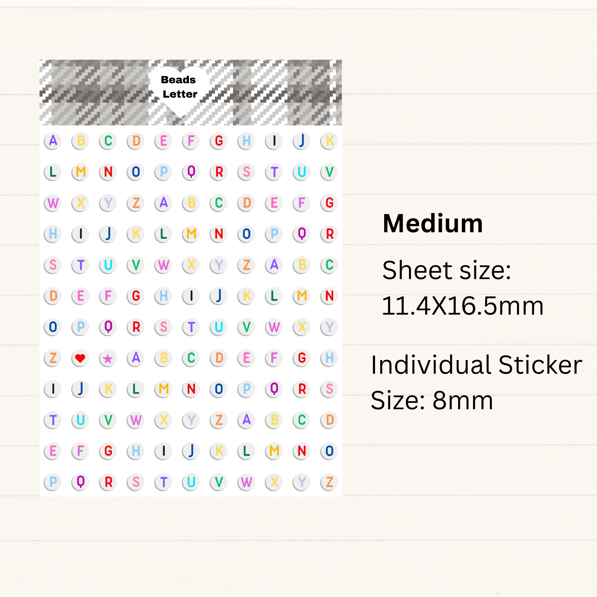 Colorful Bead Letter Stickers