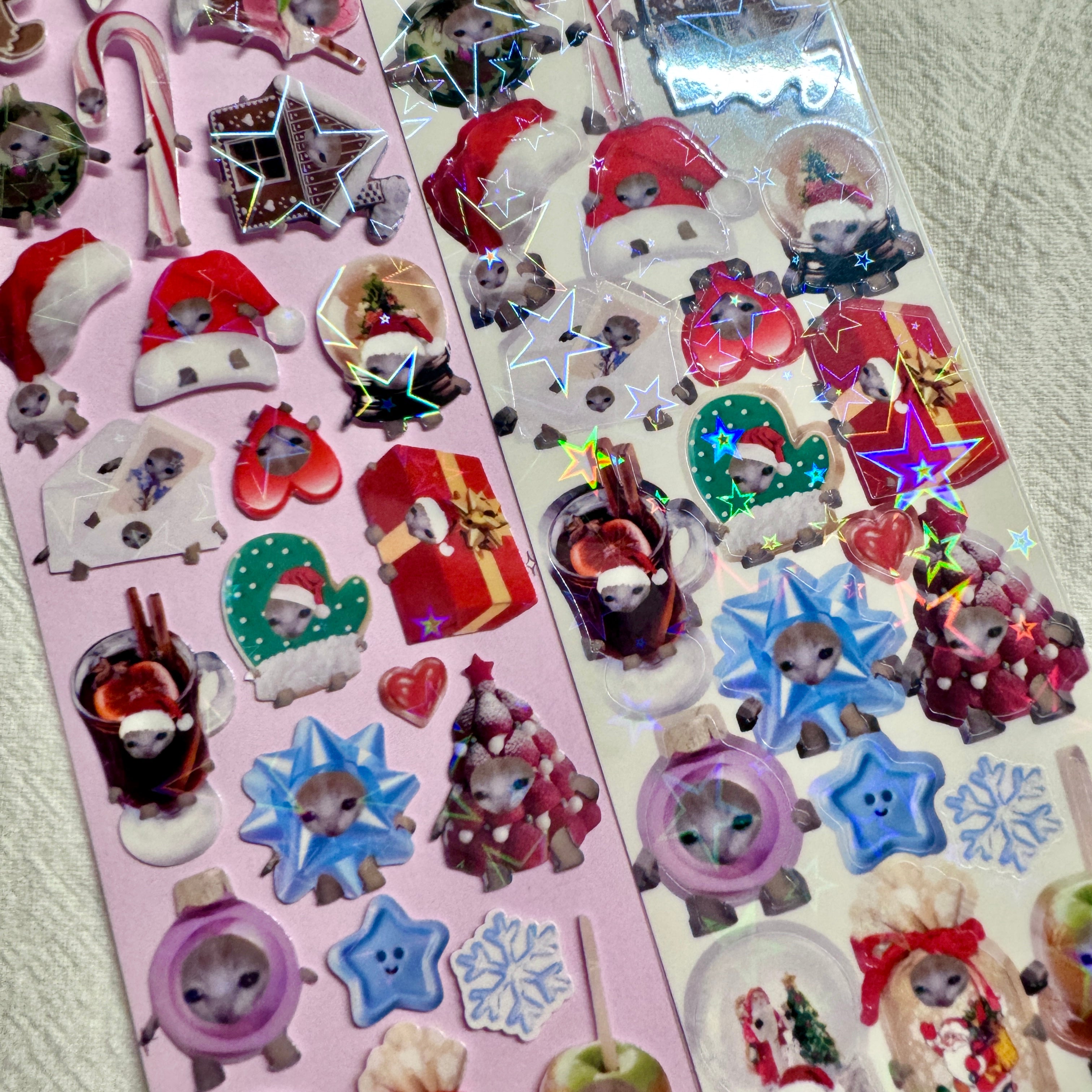 1 sheet Santa snack cat sticker sheet