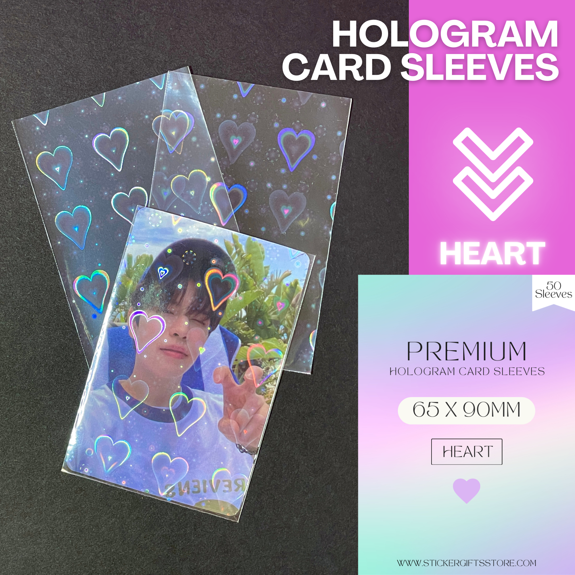 Hologram card sleeve, heart sleeve, trading cards protect, game cards sleeves
