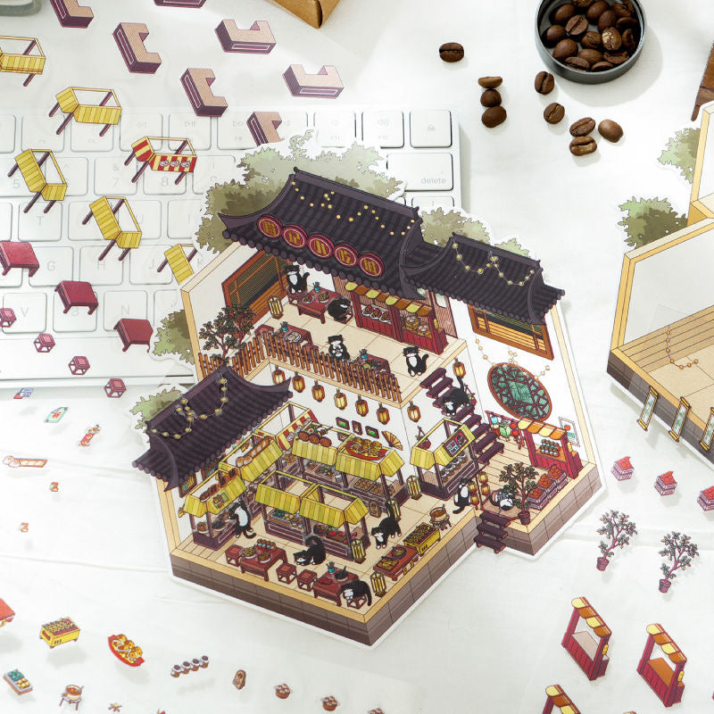 Panda And Cat Themed 3D Scene Sticker Pack