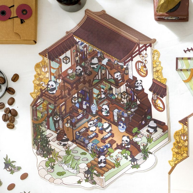Panda And Cat Themed 3D Scene Sticker Pack