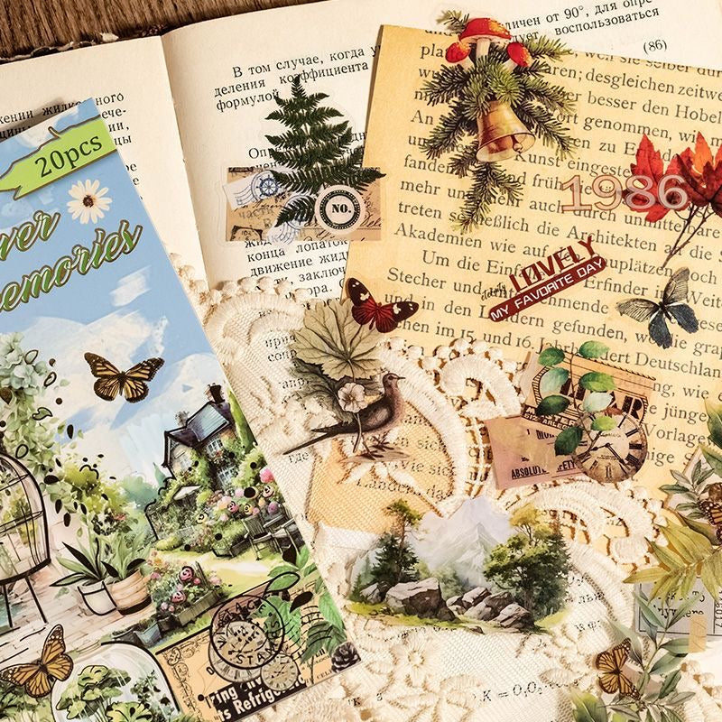 20 Pages PET Flower Plants Sticker Book