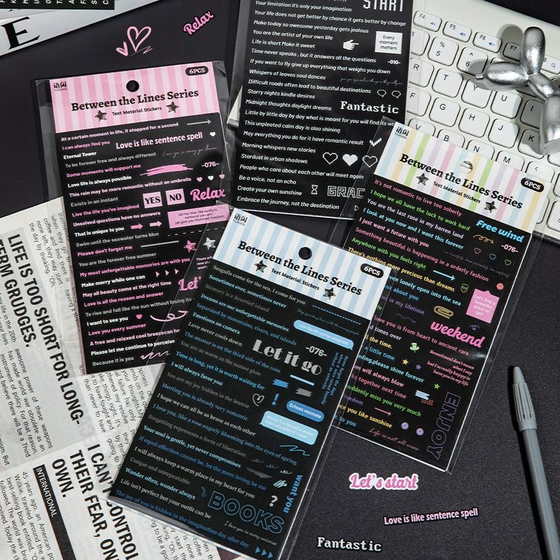 Between the Lines Series INS-style Text Themed Stickers for Journals
