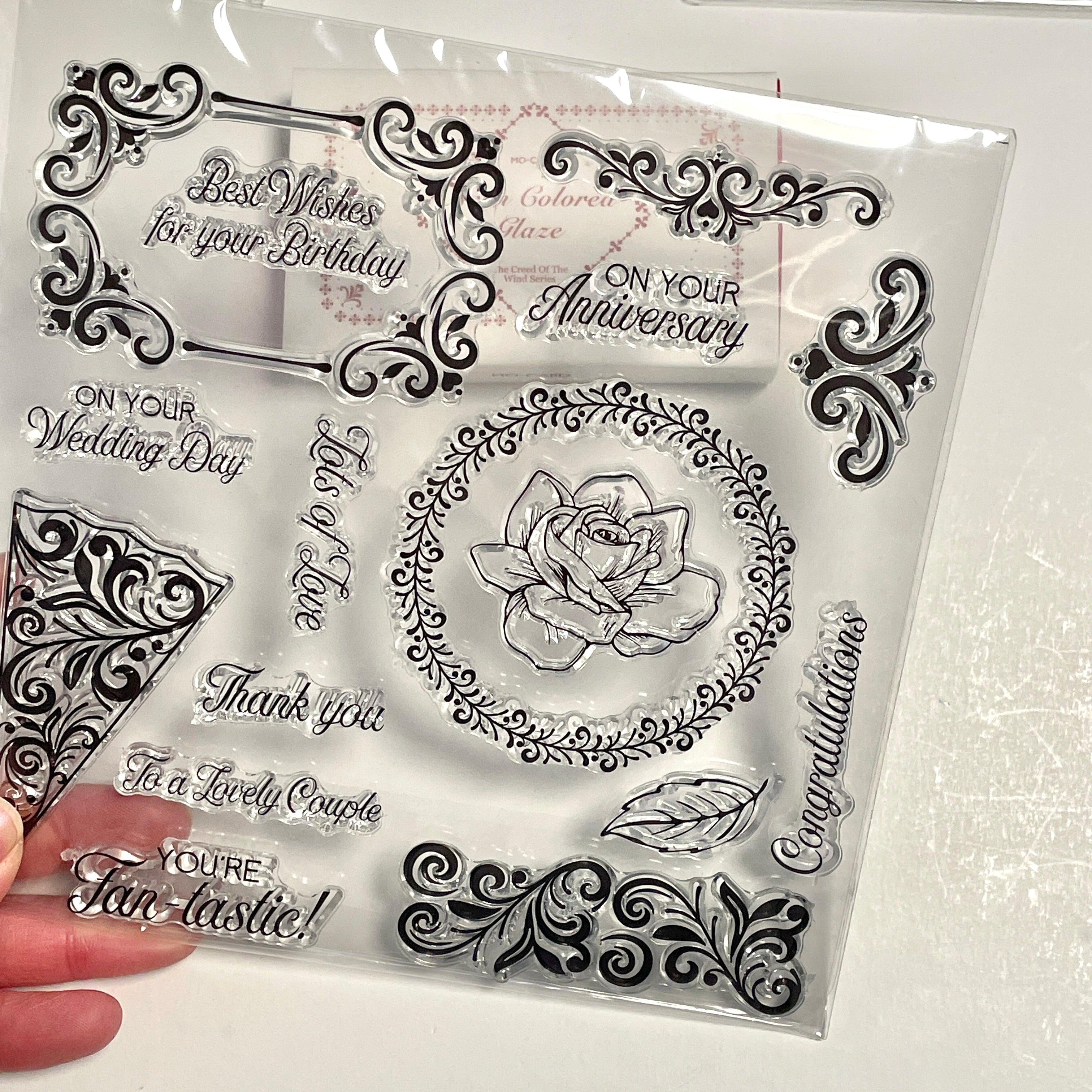 Clear Floral Border Stamp Set