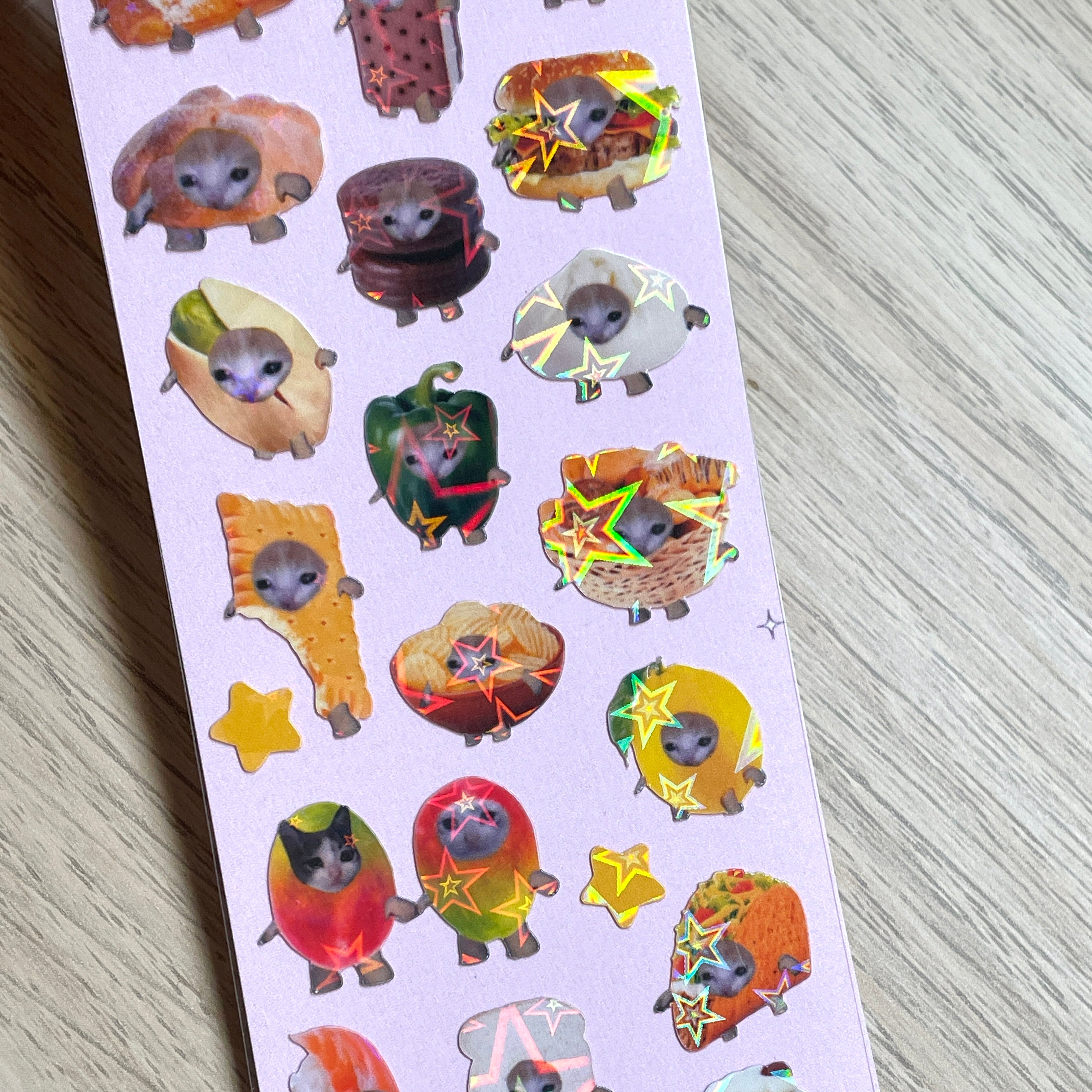 Kawaii Snack Cat Sticker Sheet