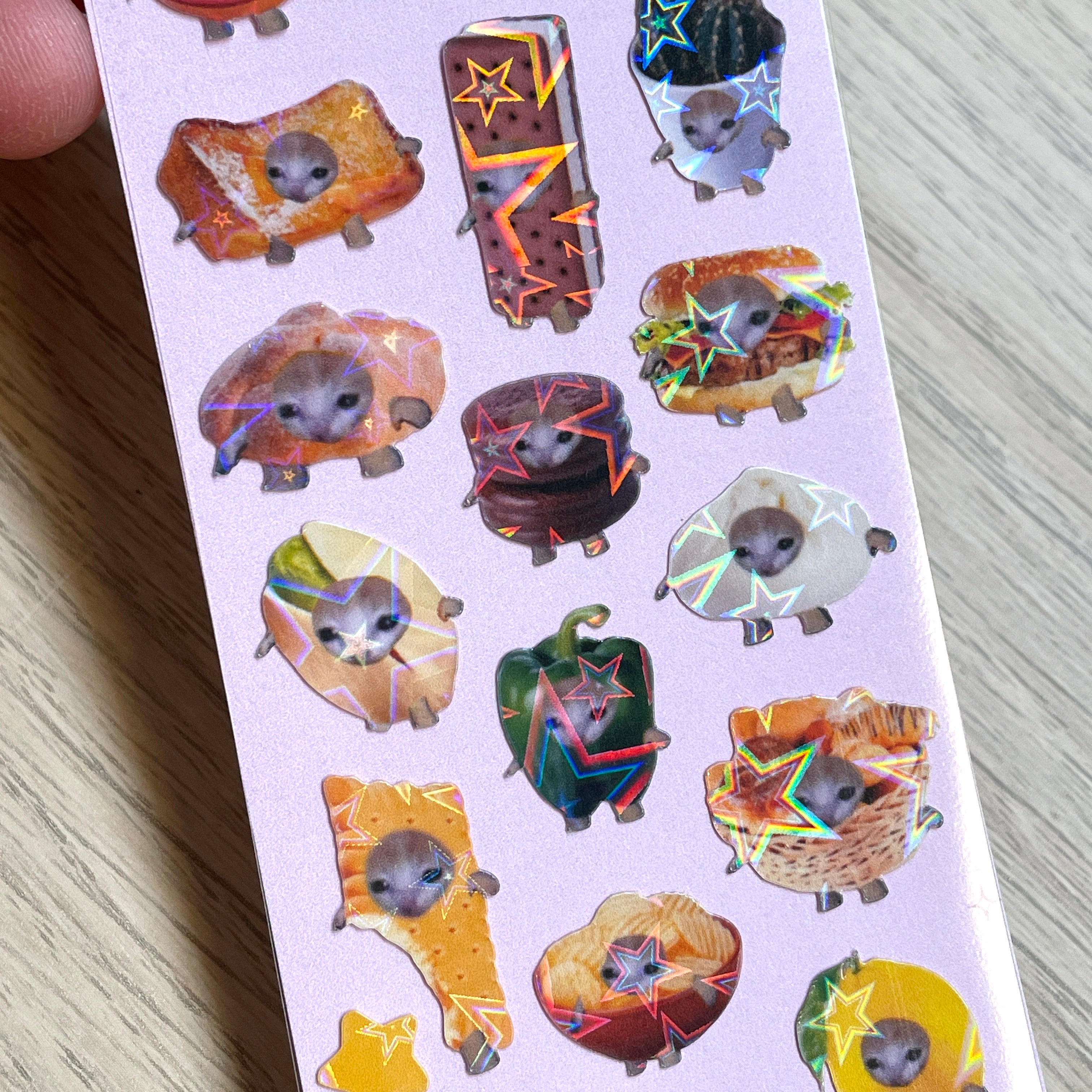 Kawaii Snack Cat Sticker Sheet