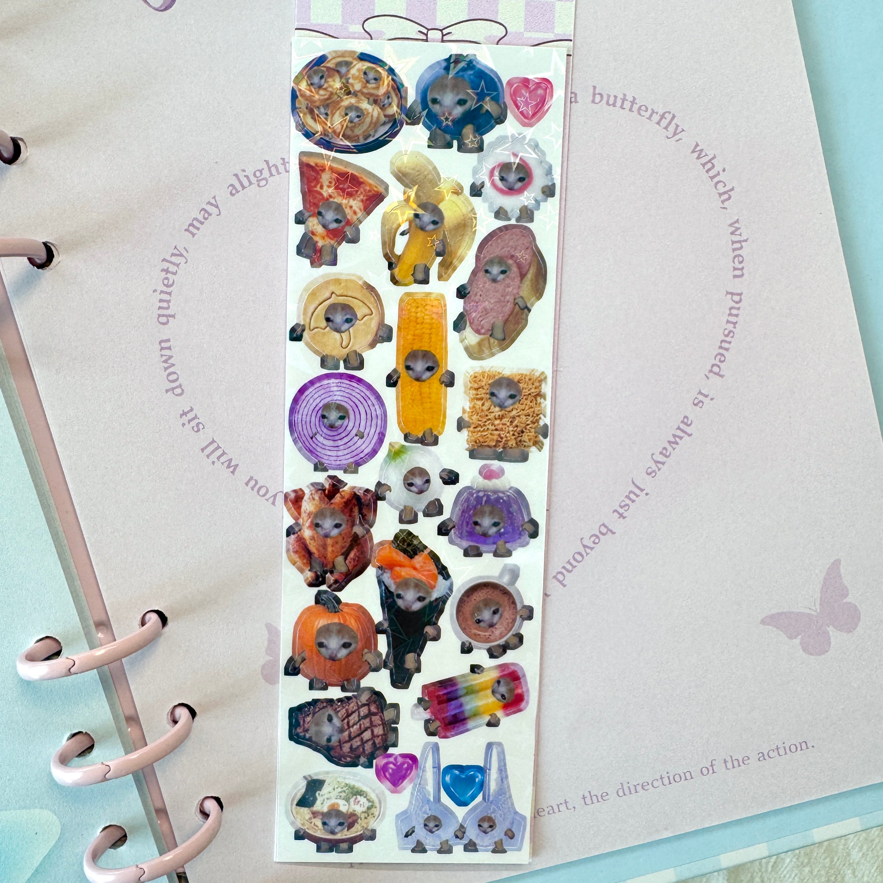 Kawaii Snack Cat Sticker Sheet