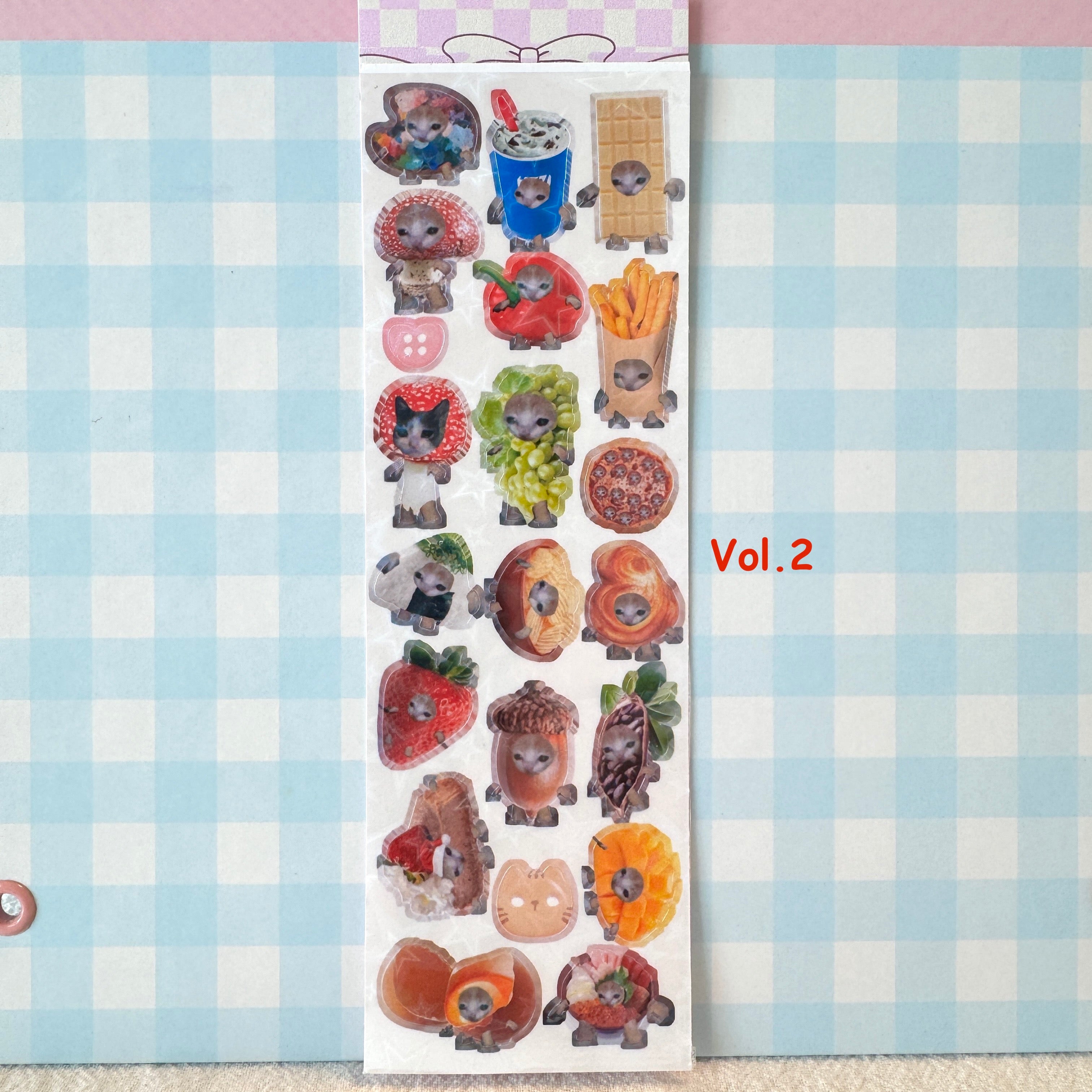 Kawaii Snack Cat Sticker Sheet