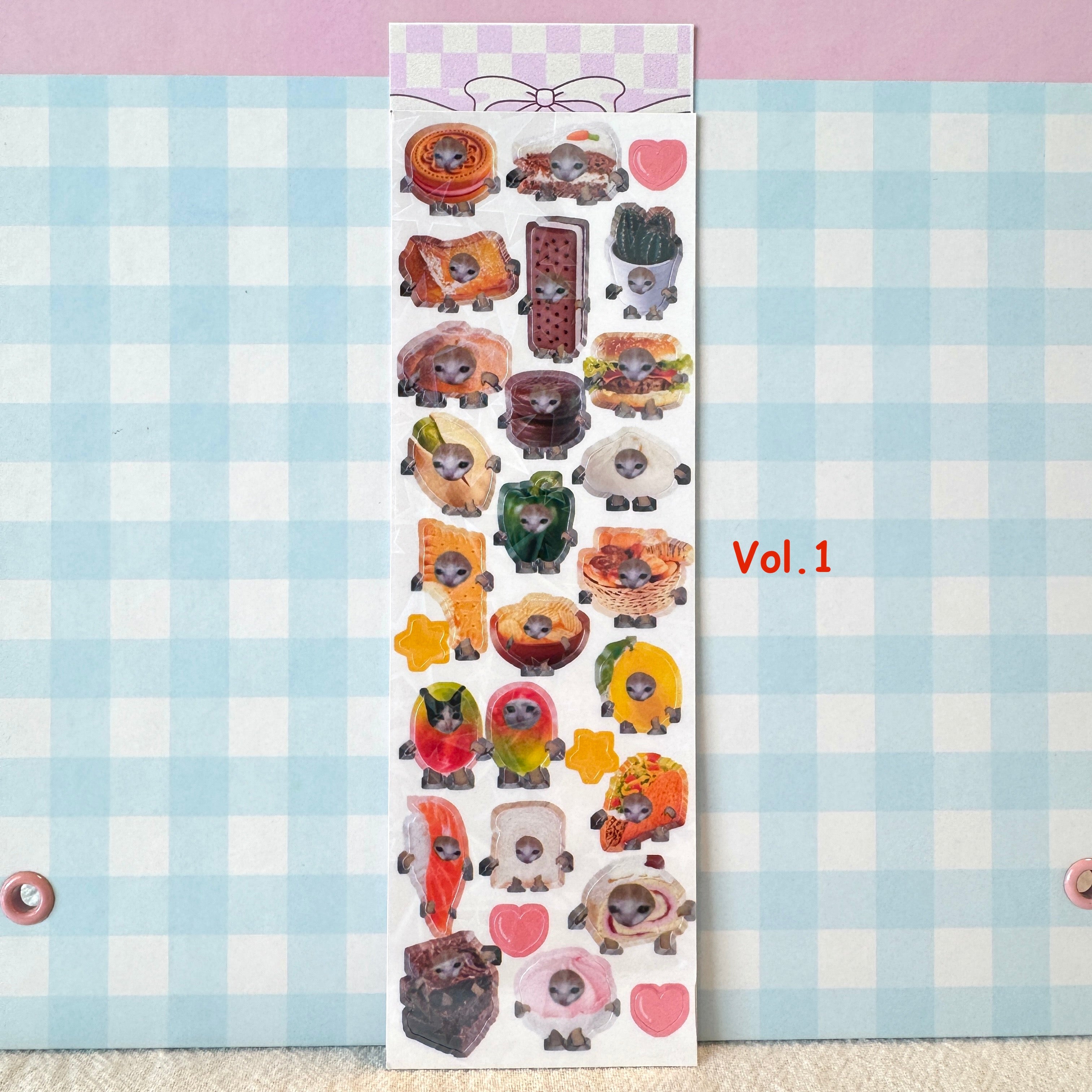 Kawaii Snack Cat Sticker Sheet