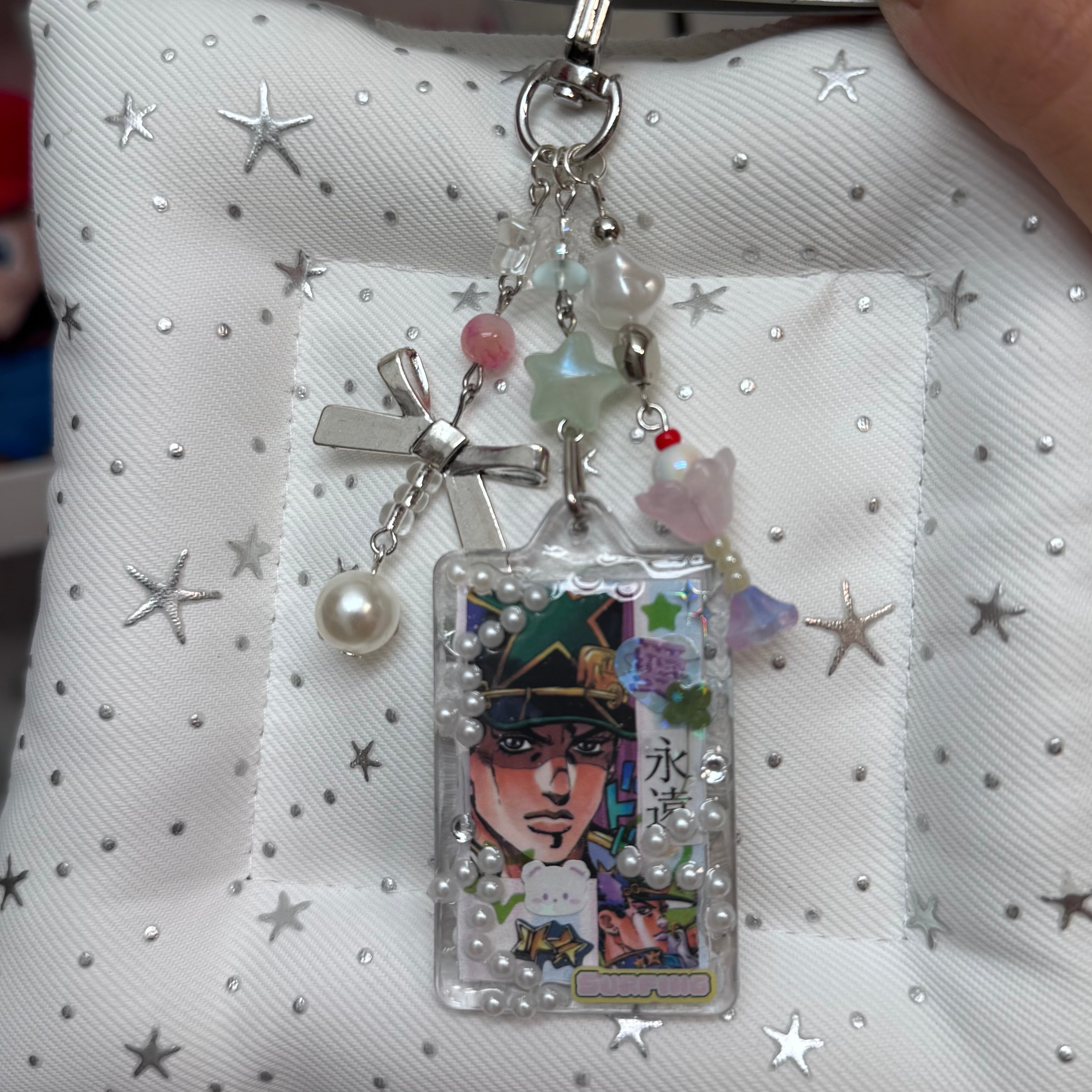 Decorated key chain with charms