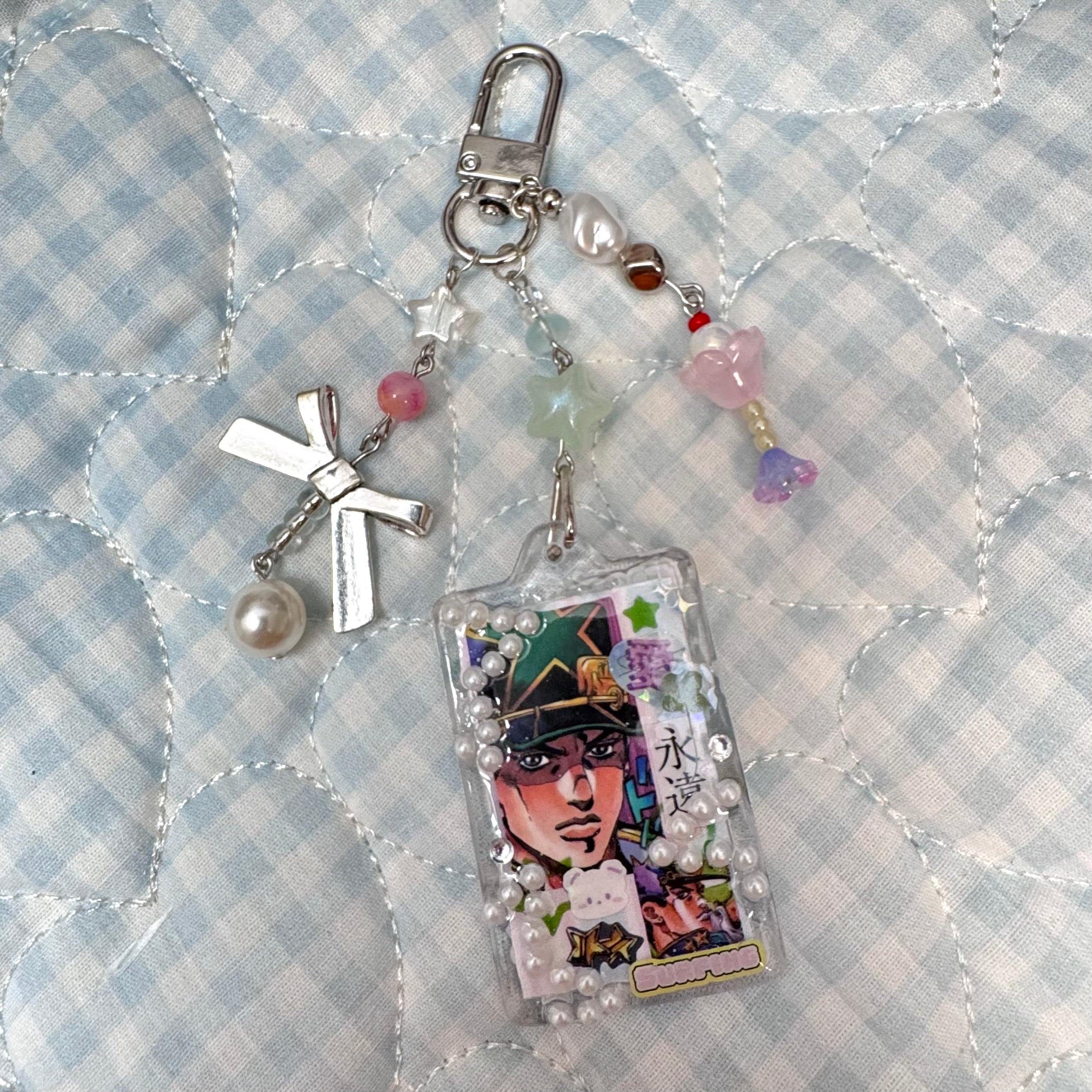 Decorated key chain with charms
