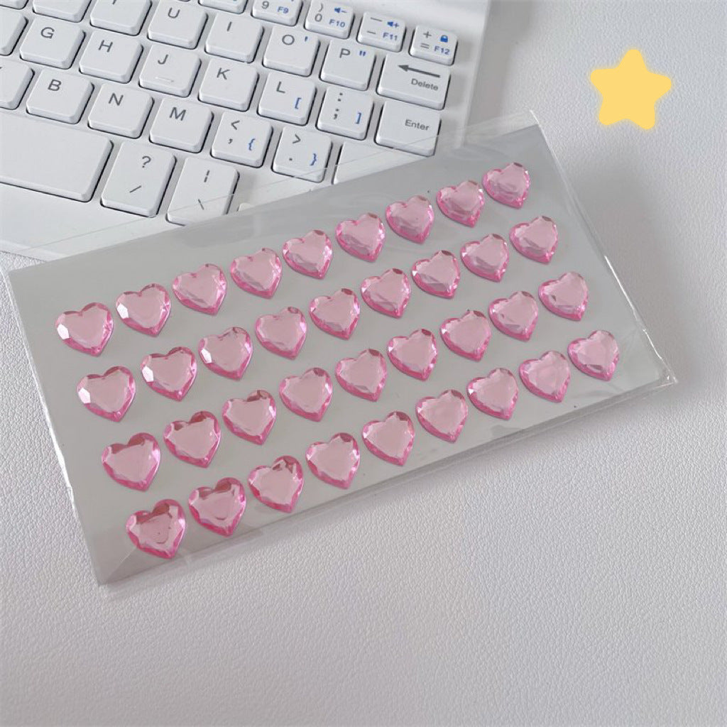 Acrylic Heart Shaped Rhinestone Stikers