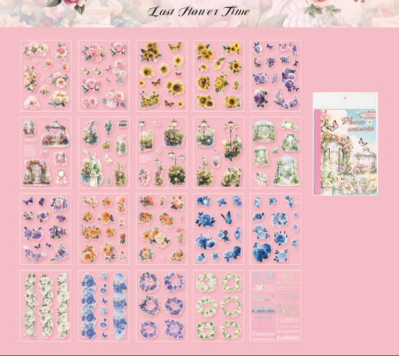 20 Pages PET Flower Plants Sticker Book