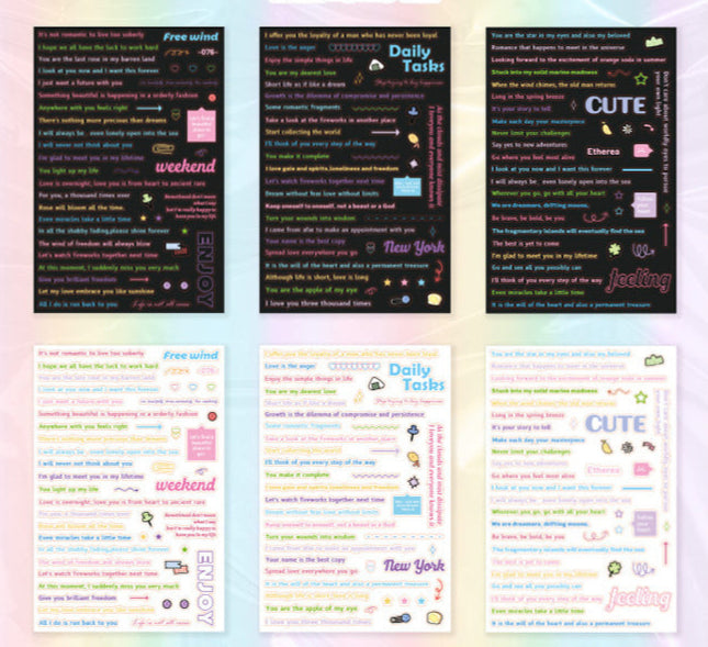 Between the Lines Series INS-style Text Themed Stickers for Journals