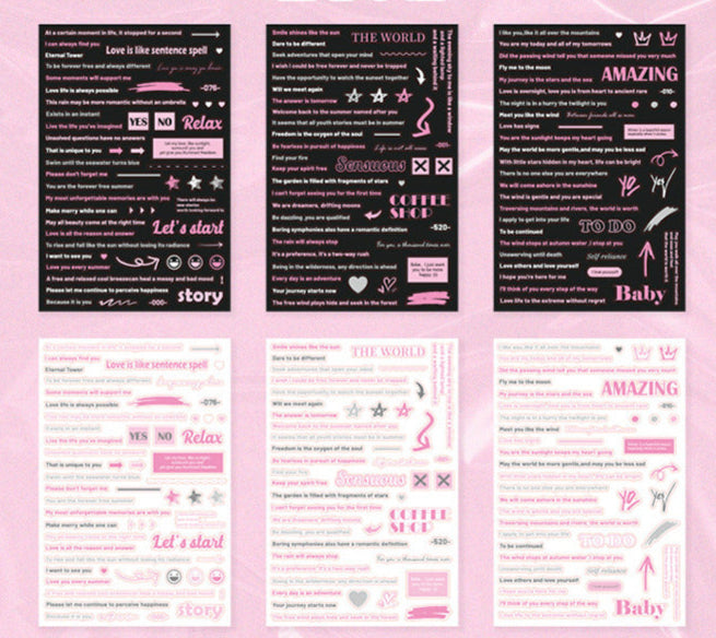 Between the Lines Series INS-style Text Themed Stickers for Journals