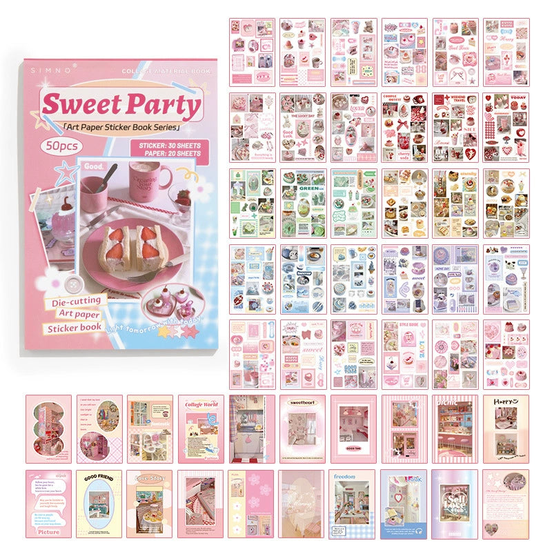 50 Pages Retro Sweet Party Sticker Book