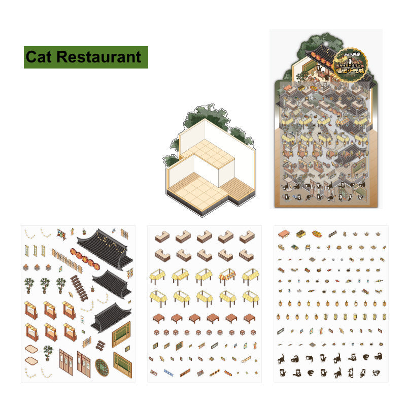 Panda And Cat Themed 3D Scene Sticker Pack