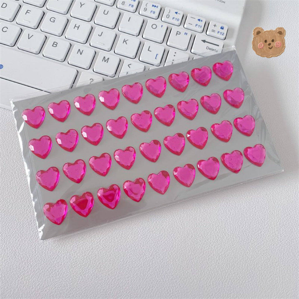 Acrylic Heart Shaped Rhinestone Stikers