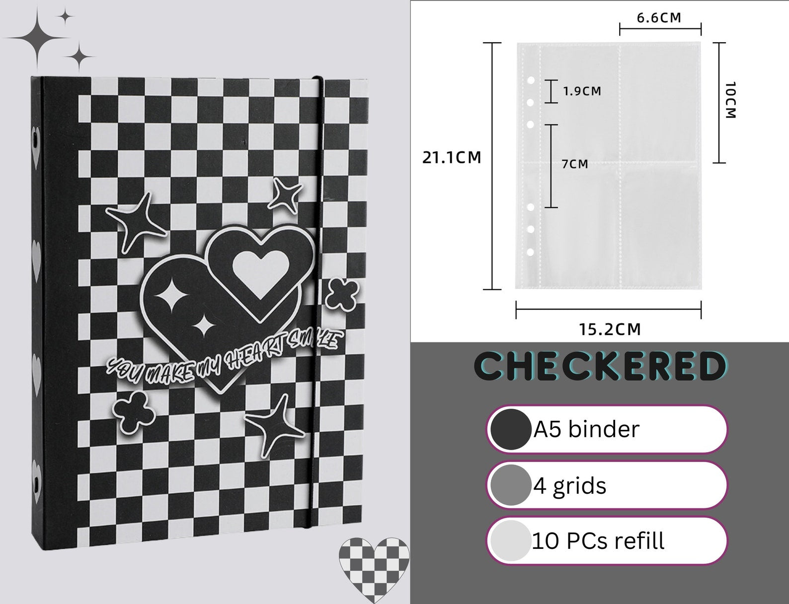 A5 Checkered Heart Binder