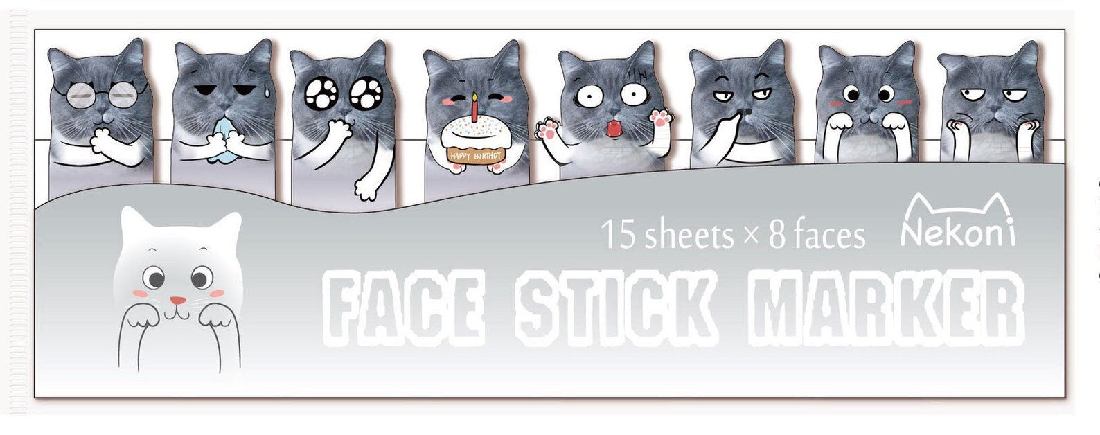 Cute dog and cat index sticker label, kawaii bookmark sticker