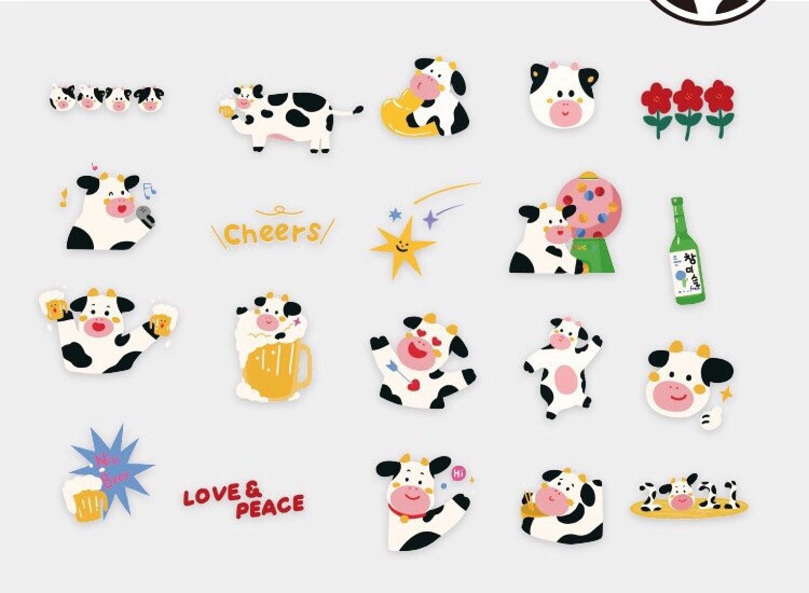 PET Cow Sticker Pack