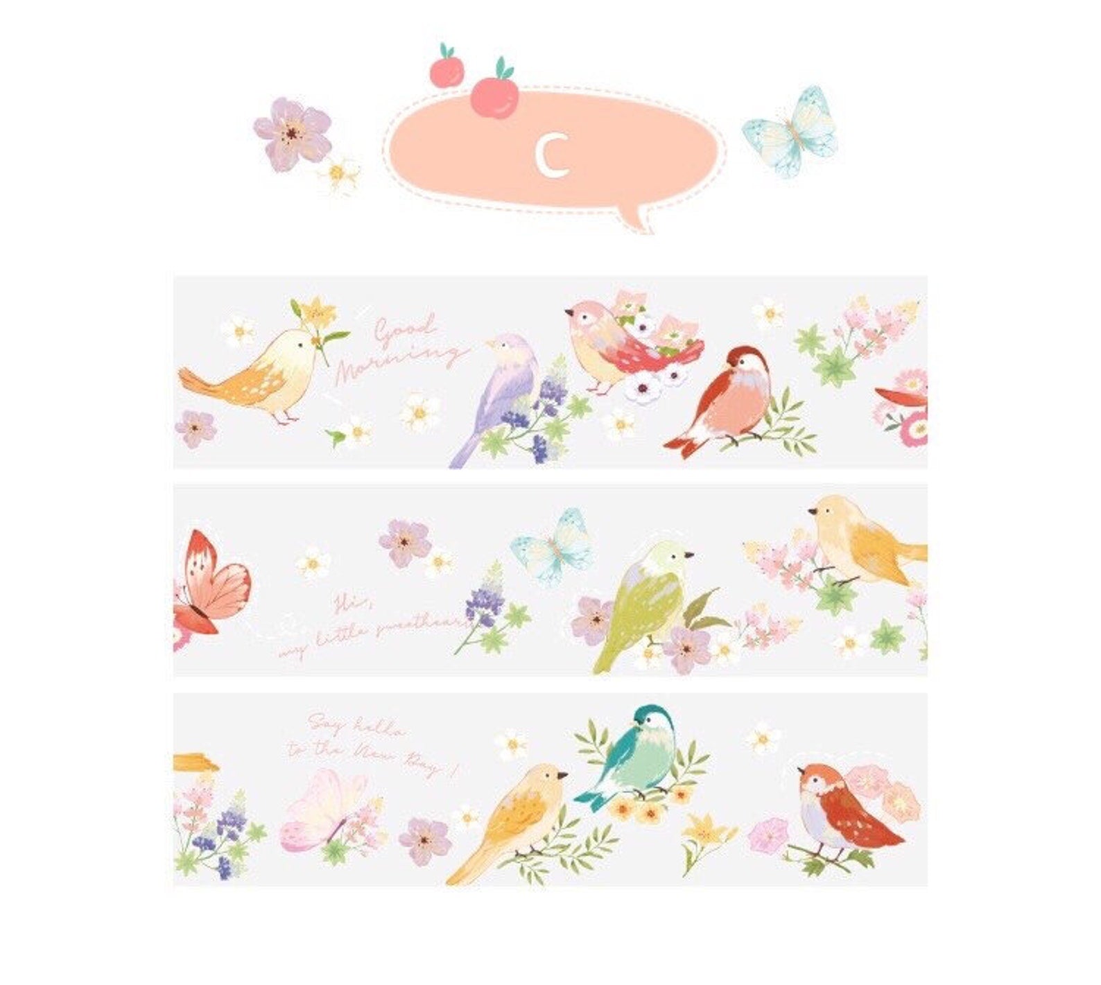 Transparent PET Bird Washi Tape
