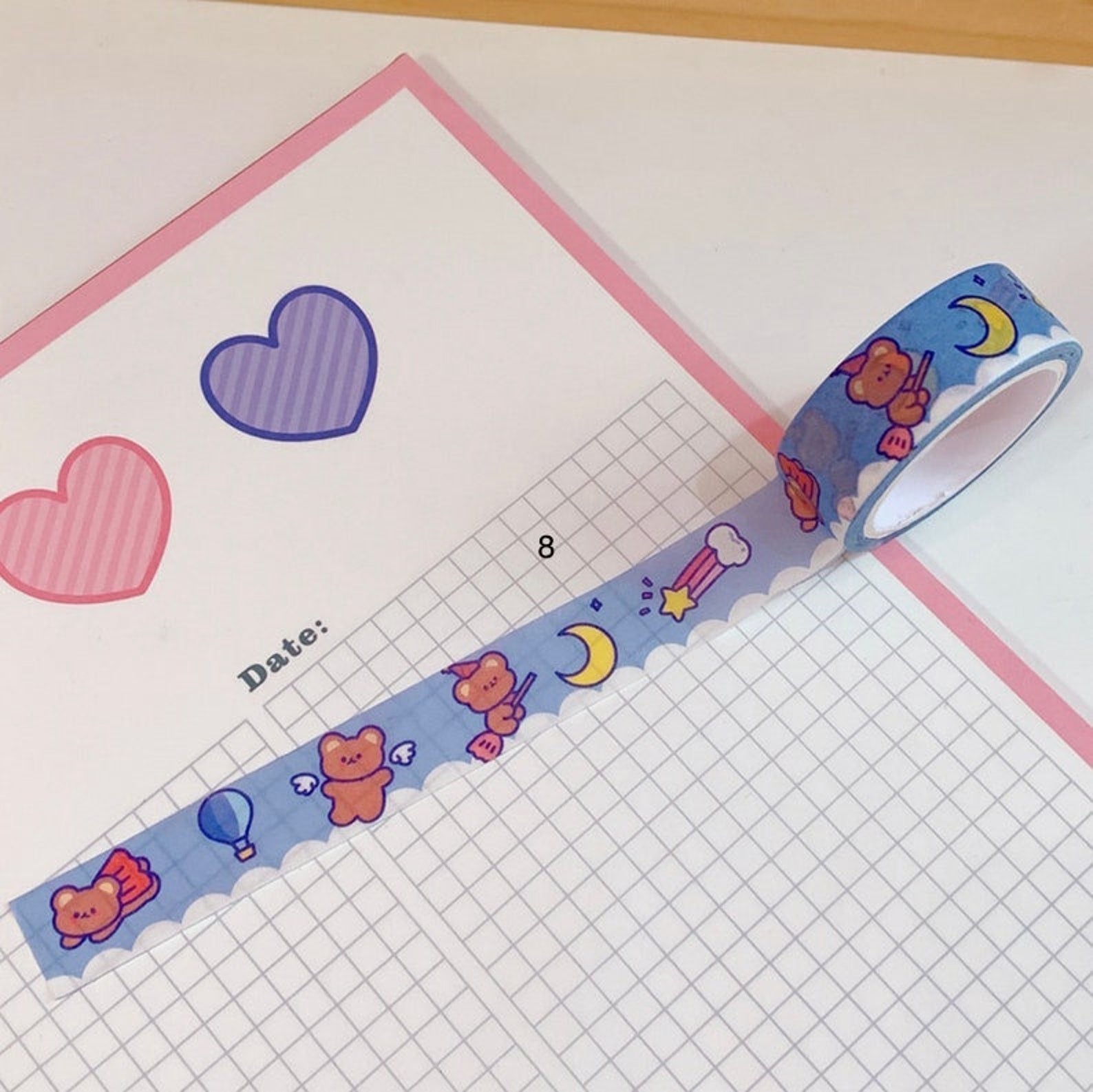 Kawaii bear bunny washi tape,  scrapbooking, journal decor washi tape