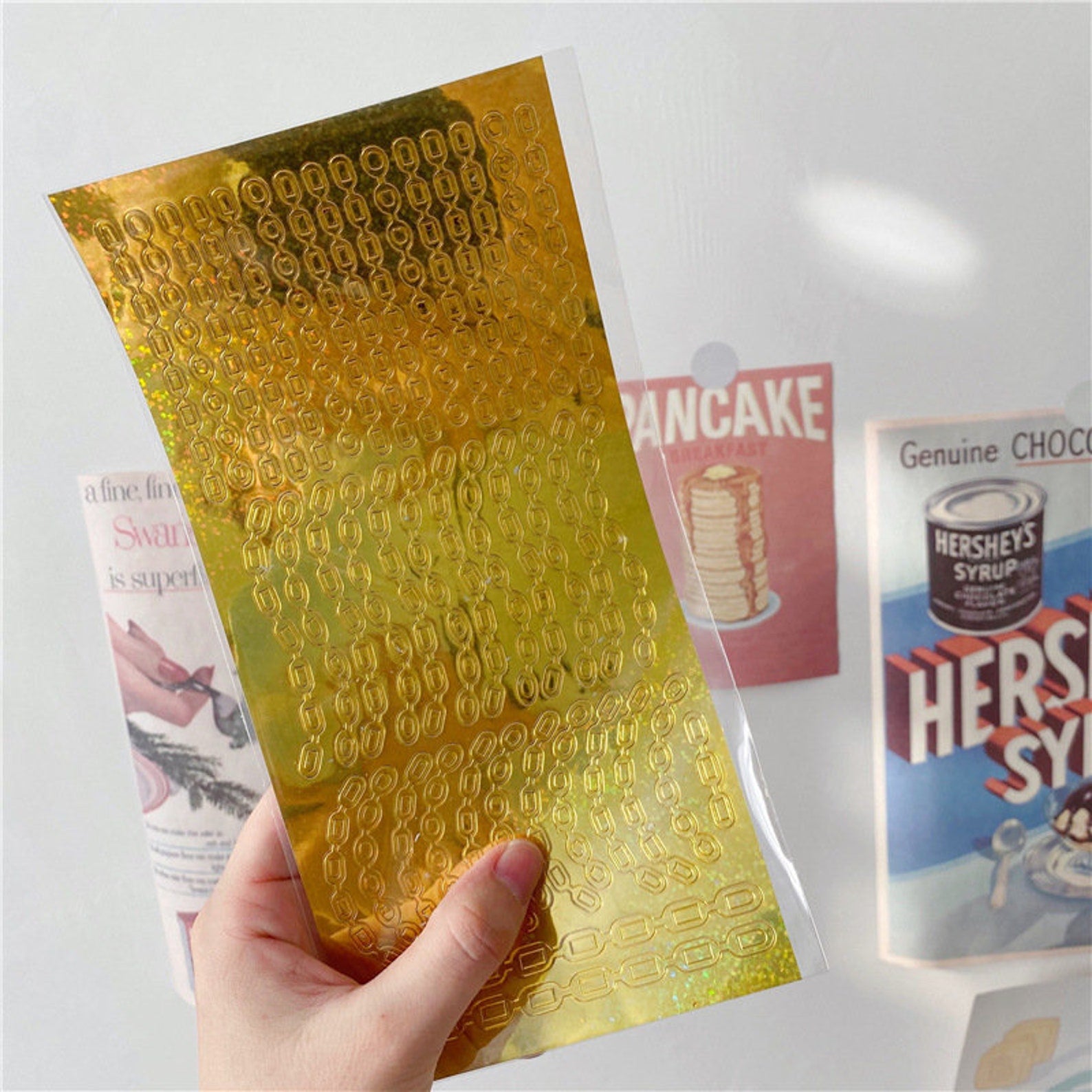 polco gold and silver chain sticker butterfly sticker sheet