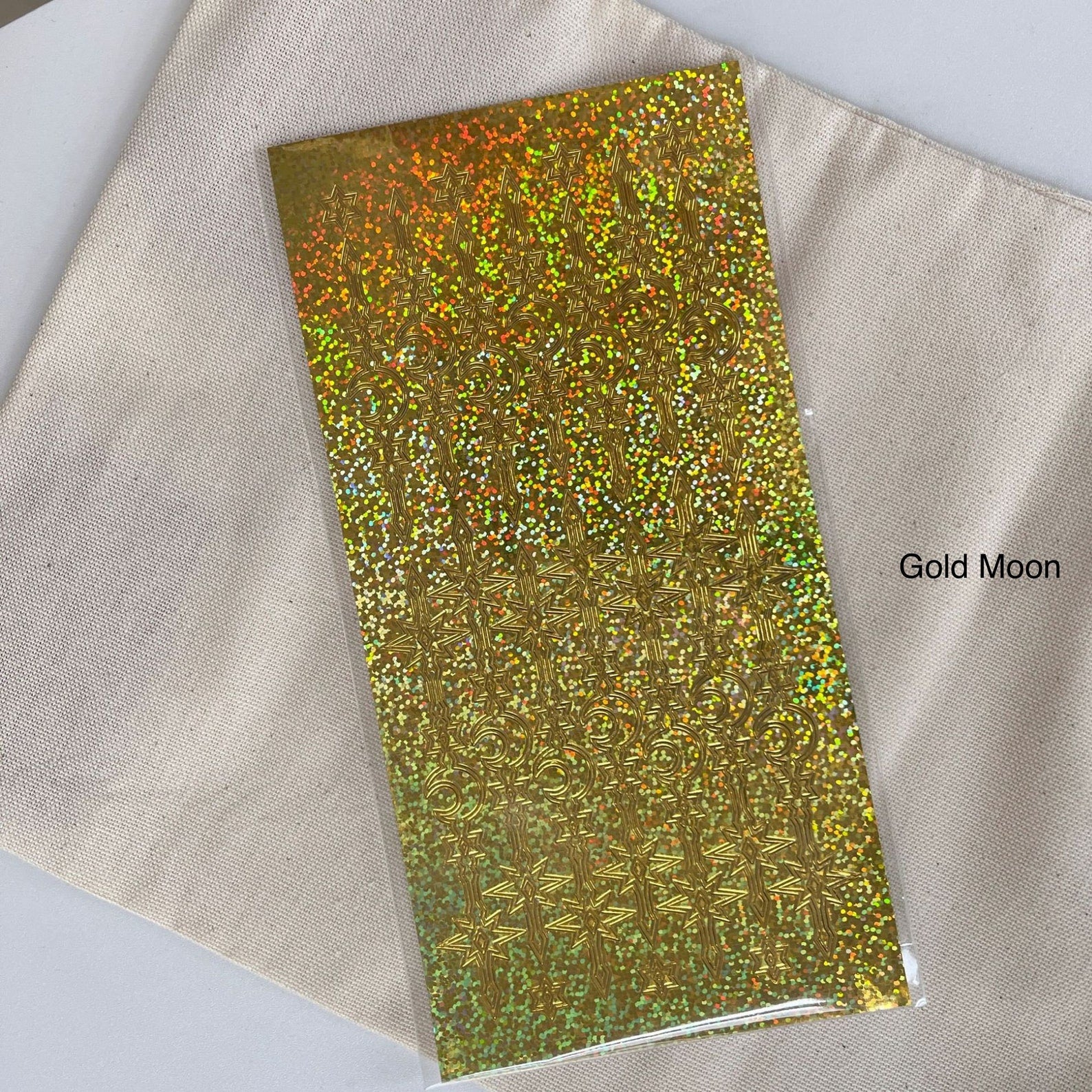 Metalic toploader deco sticker sheet, holographic card making sticker, moon and star sticker, chain stickers
