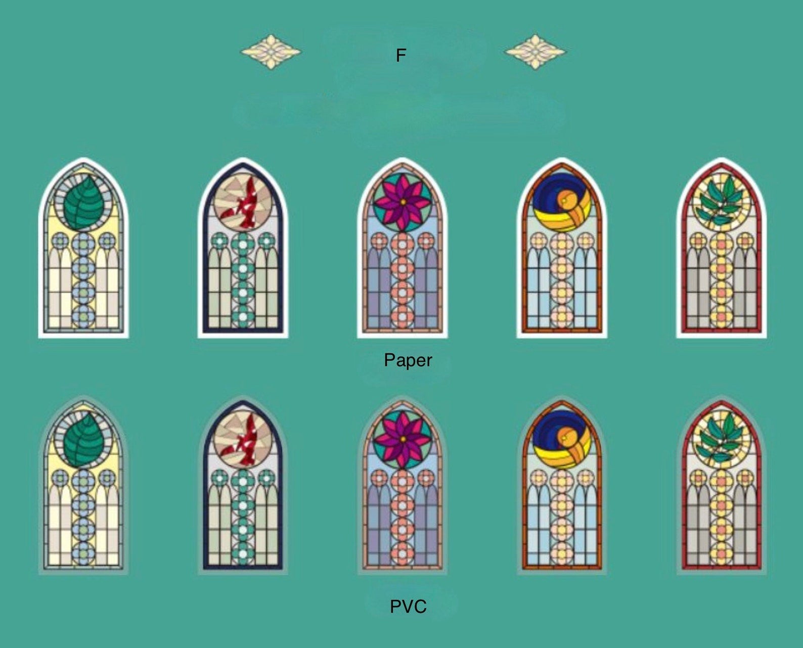 Stained glass window deco sticker, card making deco sticker