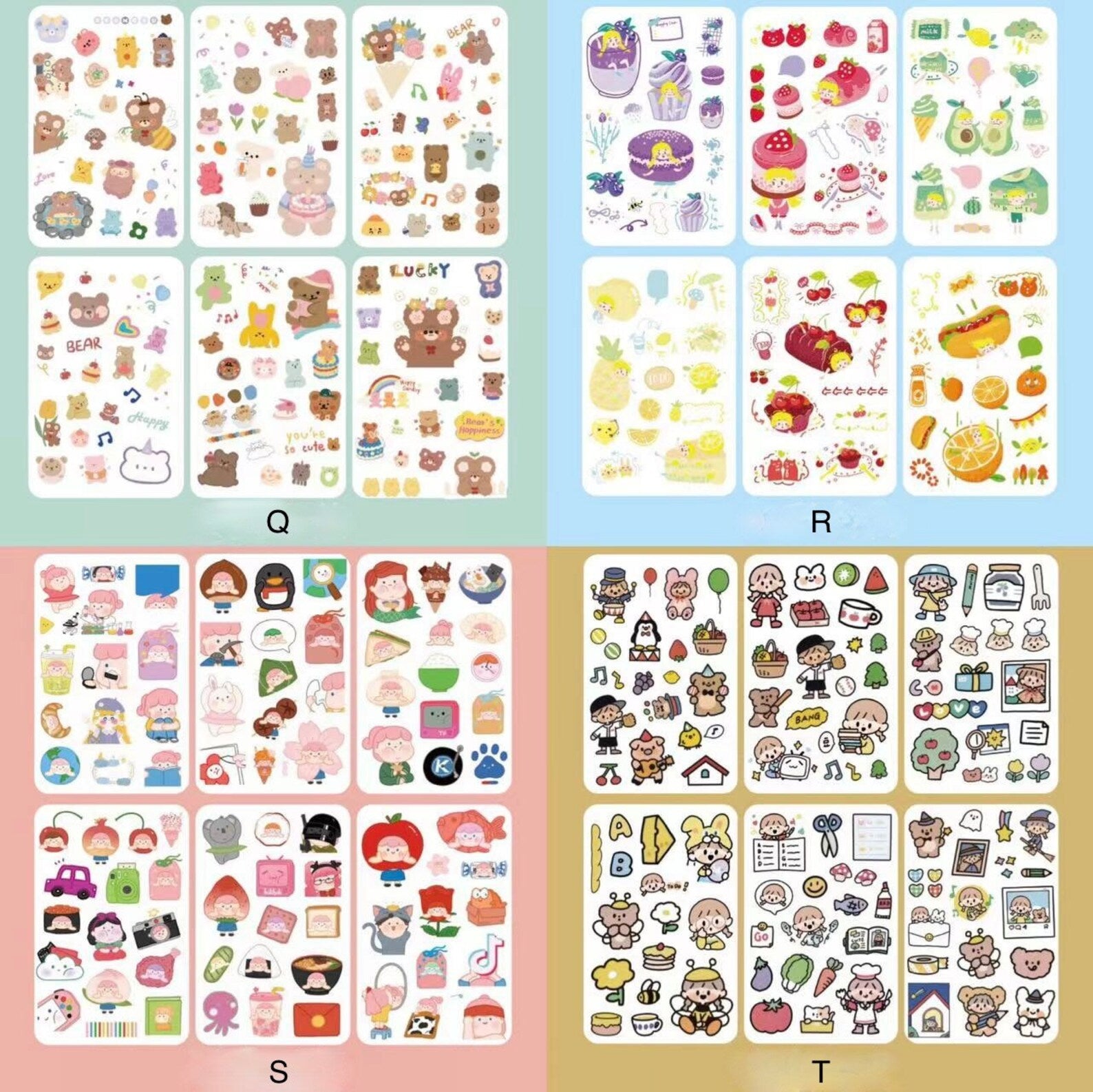 Kawaii girl sticker sheet, PET deco sticker sheet, food band beverage sticker sheet