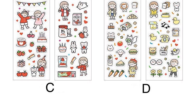 Kawaii little girl stickers, cute sticker