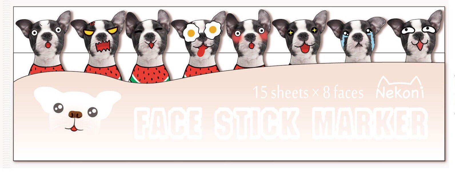 Cute dog and cat index sticker label, kawaii bookmark sticker