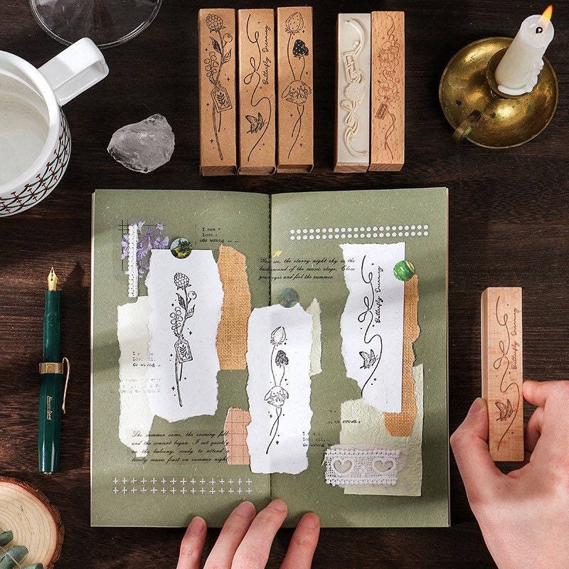 wood scrapbooking making stamp, floral stamps