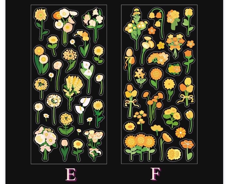 Flower stickers, bullet journal stickers, deco sticker, floral stickers
