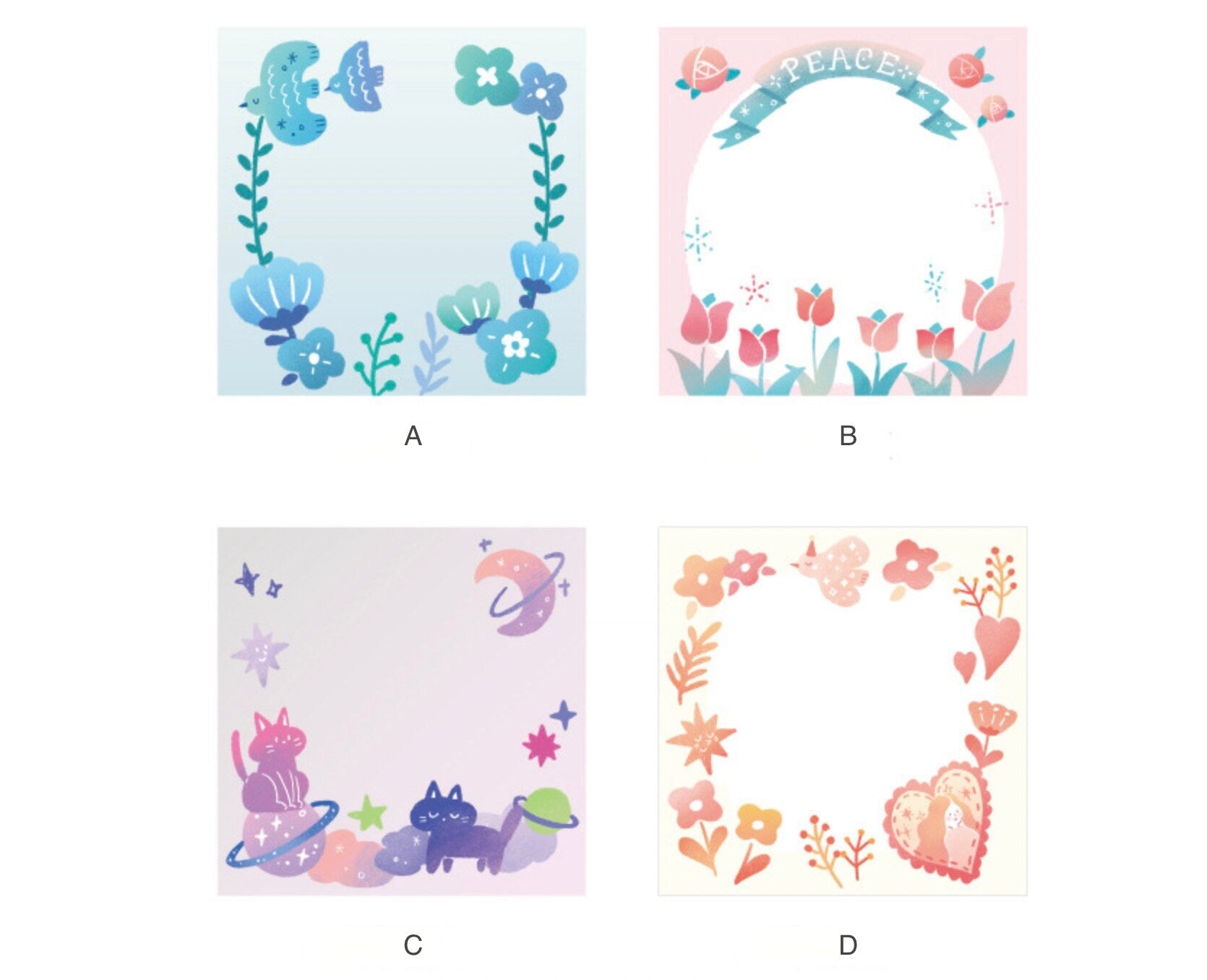 Non Sticky Flower Border Memo Pad