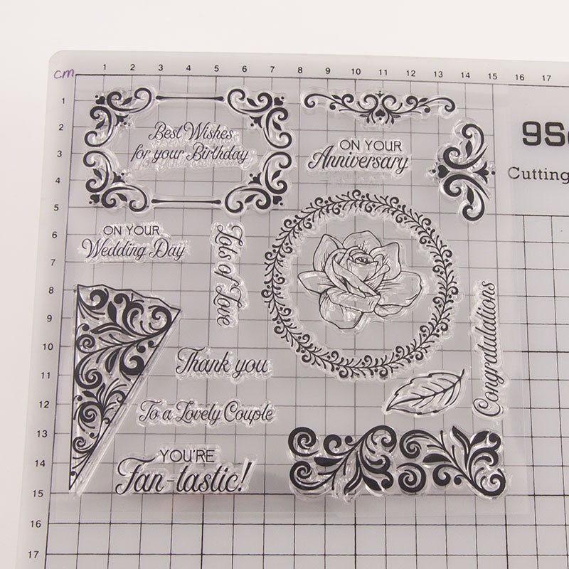 Clear Floral Border Stamp Set