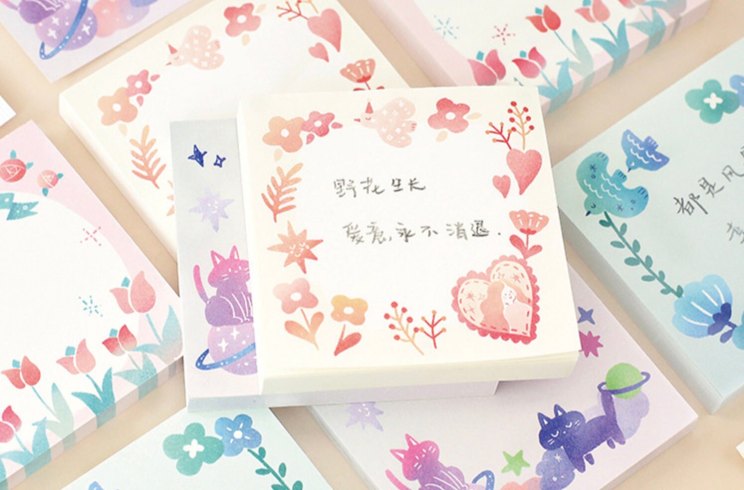 Non Sticky Flower Border Memo Pad