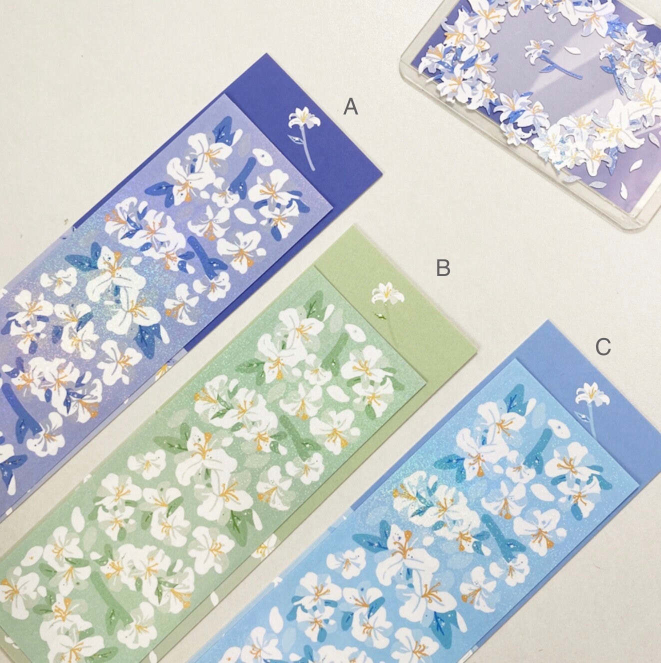 Lily flower deco sticker, bling bling sticker, toploader deco sticker