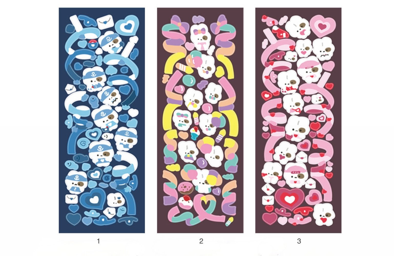 Kawaii deco sticker, ribbon animal sticker, journal, scrapbook sticker