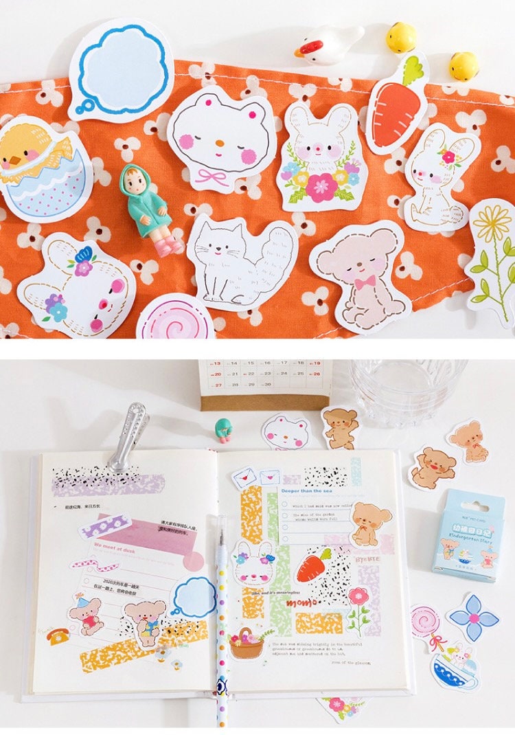 Cute animal sticker pack, scrapbooking, journal sticker pack