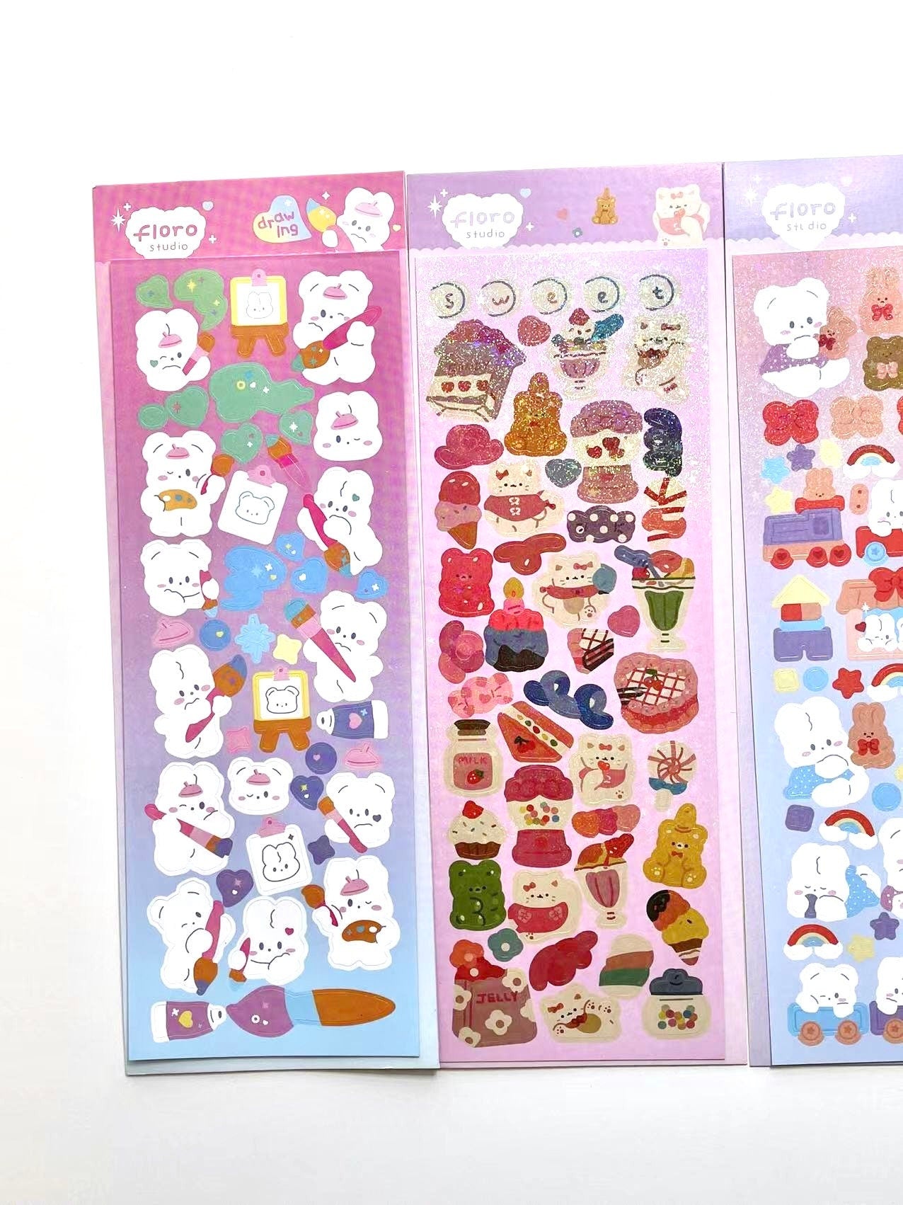 kawaii bunny bear deco sticker sheet, scrapbooking, planner, journal deco sticker