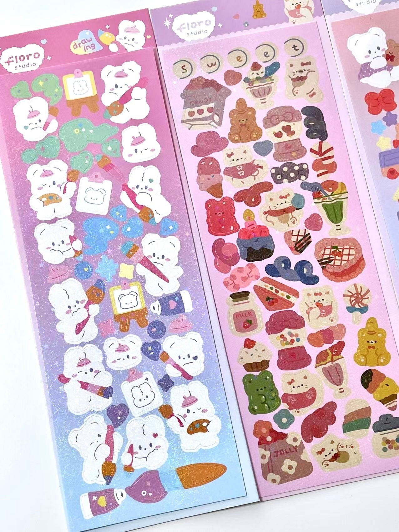 kawaii bunny bear deco sticker sheet, scrapbooking, planner, journal deco sticker