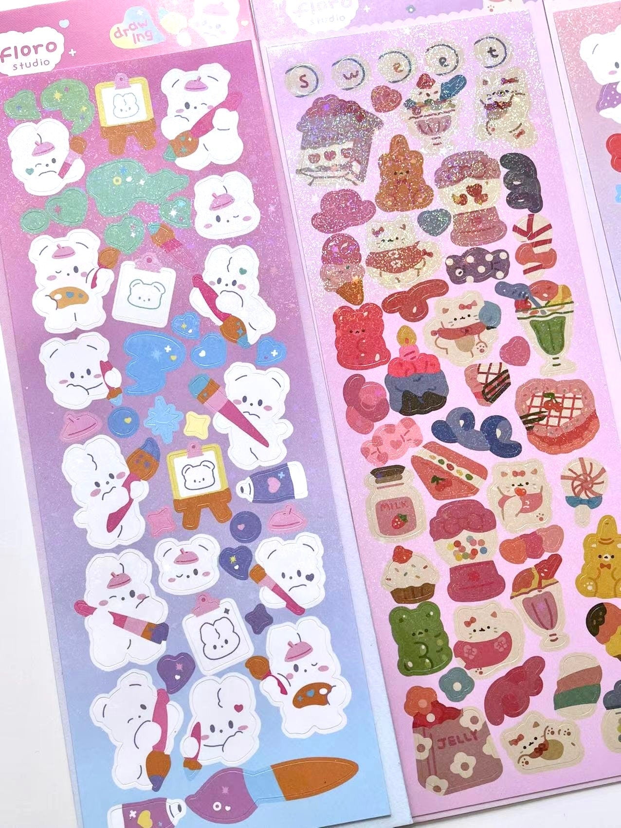kawaii bunny bear deco sticker sheet, scrapbooking, planner, journal deco sticker