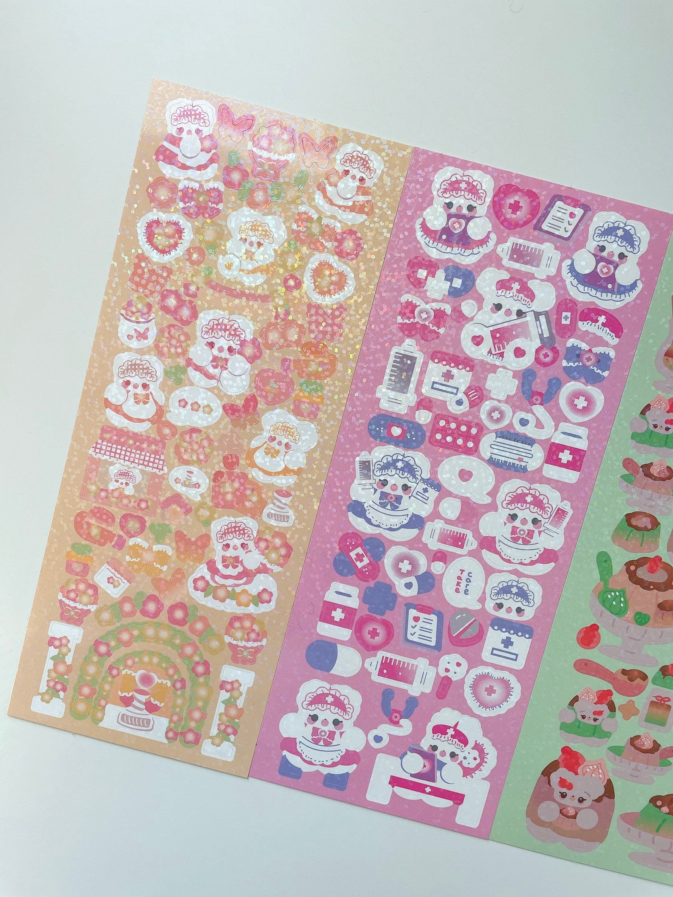 Kawaii bunny deco sticker, scrapbooking, planner, journal deco stickers