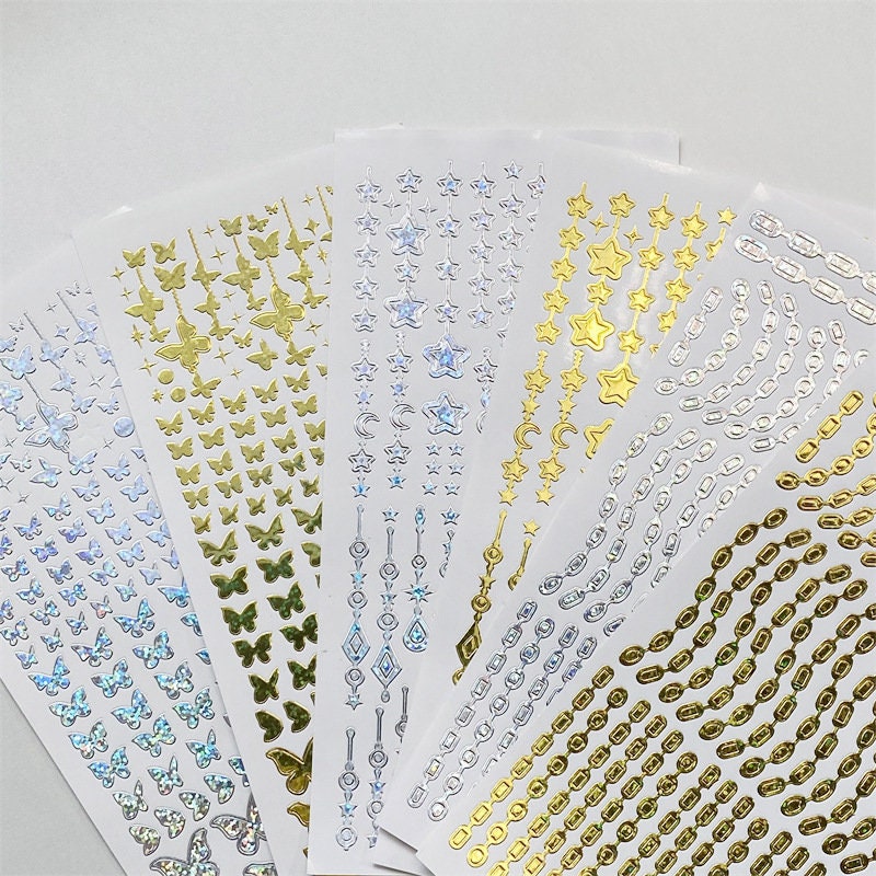 polco gold and silver chain sticker butterfly sticker sheet