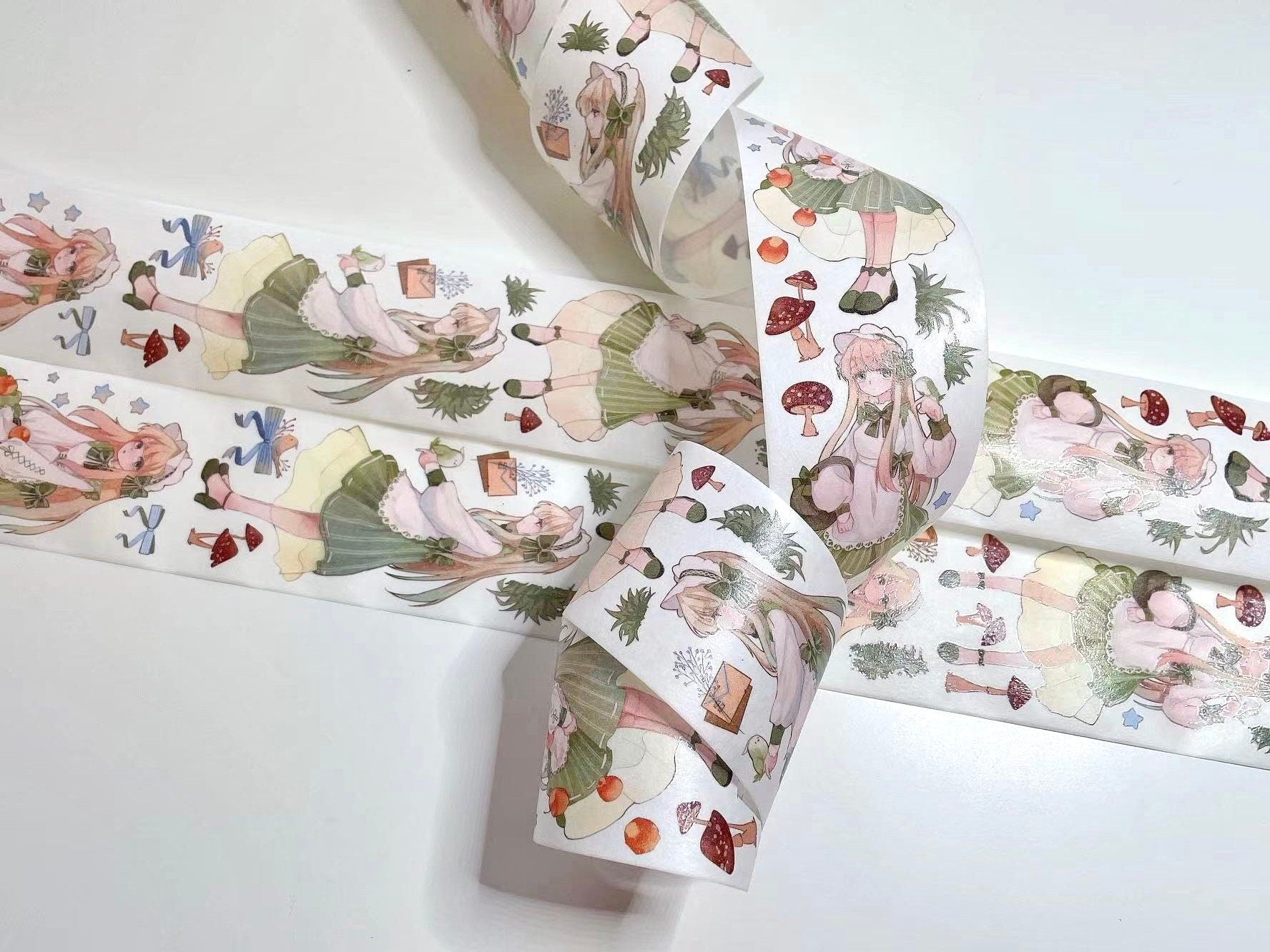 Kawaii girl washi tape, scrapbooking, journal, planner, washi tape samples