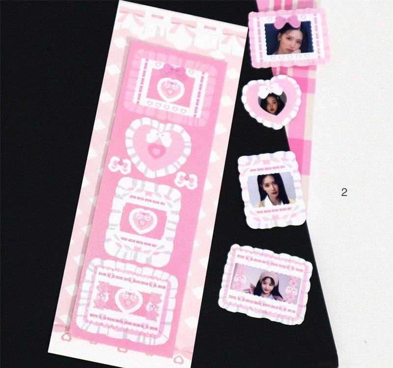Kawaii cat deco stickers, card making sticker sheet, photo frame stickers, pink sticker sheet